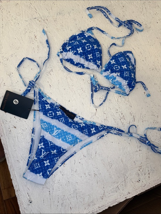 Louis Vuitton Other - Louie Vuitton NWT 2 pc bikini, SZ  SM blue,/wht signature  logo pattern